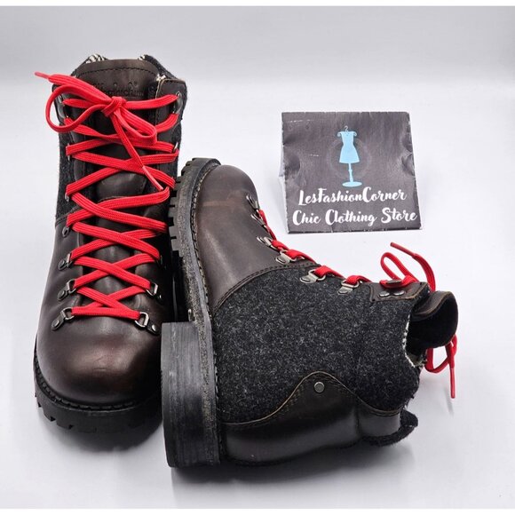 Woolrich Rockies Women's Brown Leather Dark Gray Wool Hiking Boots Sz 9.5 2908 - Picture 15 of 16